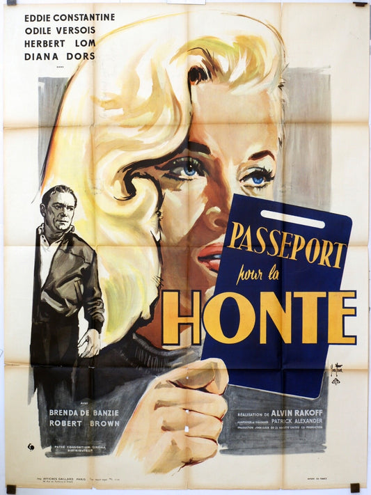 PASSEPORT POUR LA HONTE MOVIE POSTER ORIGINAL  (120X160) EDDIE CONSTANTINE