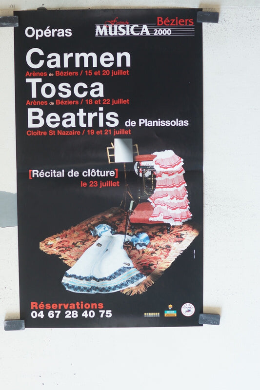 OPERAS – CARMEN / TOSCA / BEATRIS (théâtre) POSTER ORIGINAL 60x35