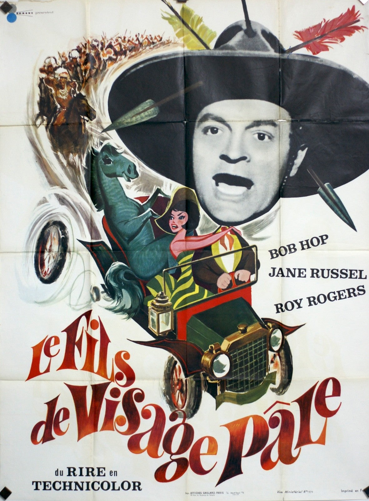 LE FILS DE VISAGE PÂLE  JANE RUSSEL  MOVIE POSTER ORIGINAL 120x160