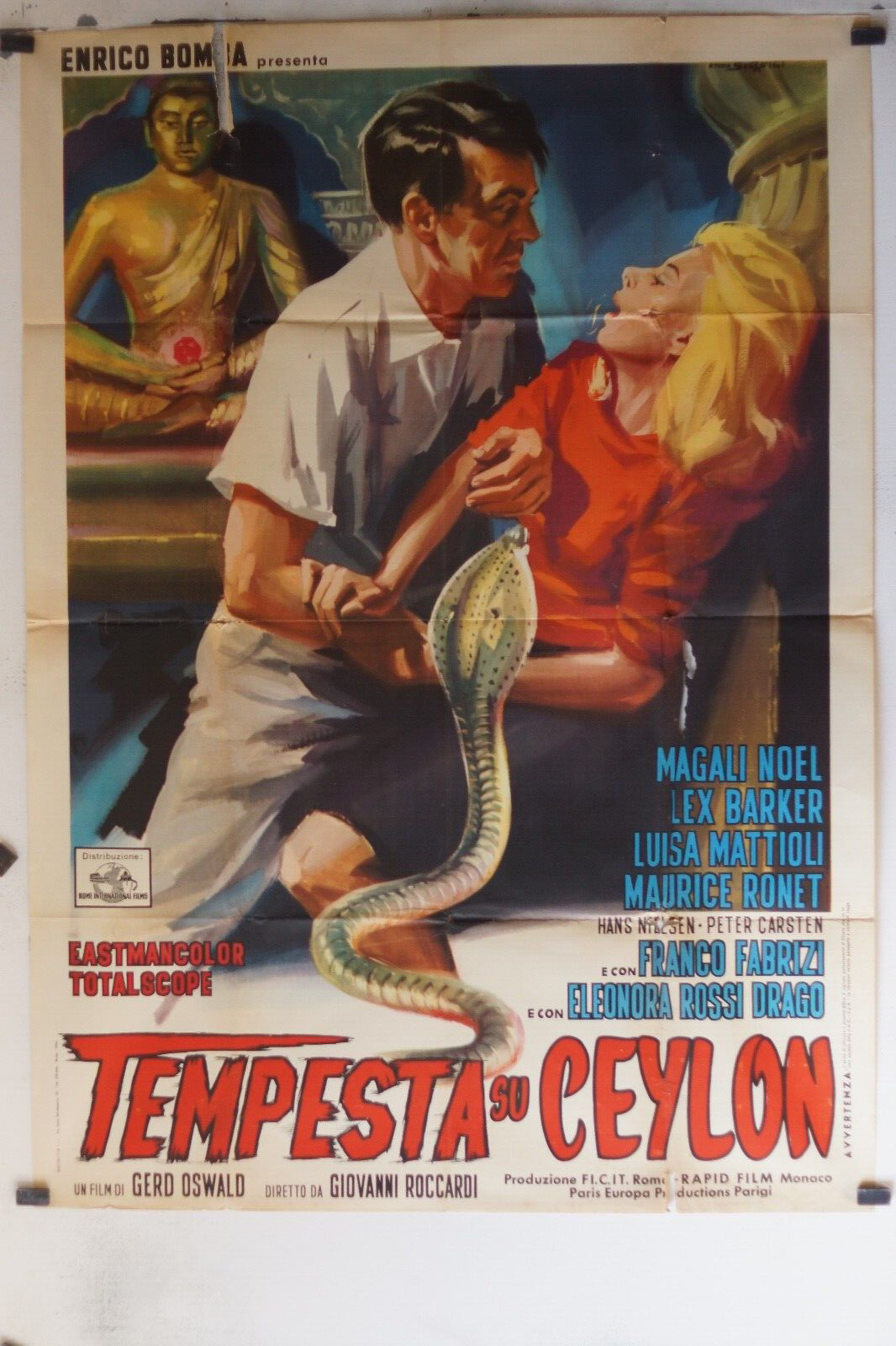 TEMPESTA SU CEYLON (1963) MOVIE POSTER ORIGINAL120x160 MAGALI NOËL, LEX BARKER