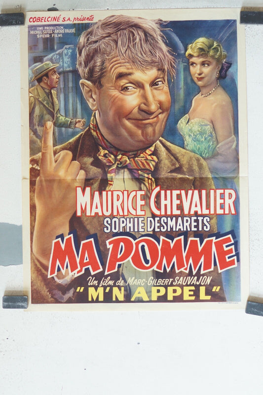 MA POMME MOVIE POSTER ORIGINAL 46x35 Maurice Chevalier , Sophie desmartes 