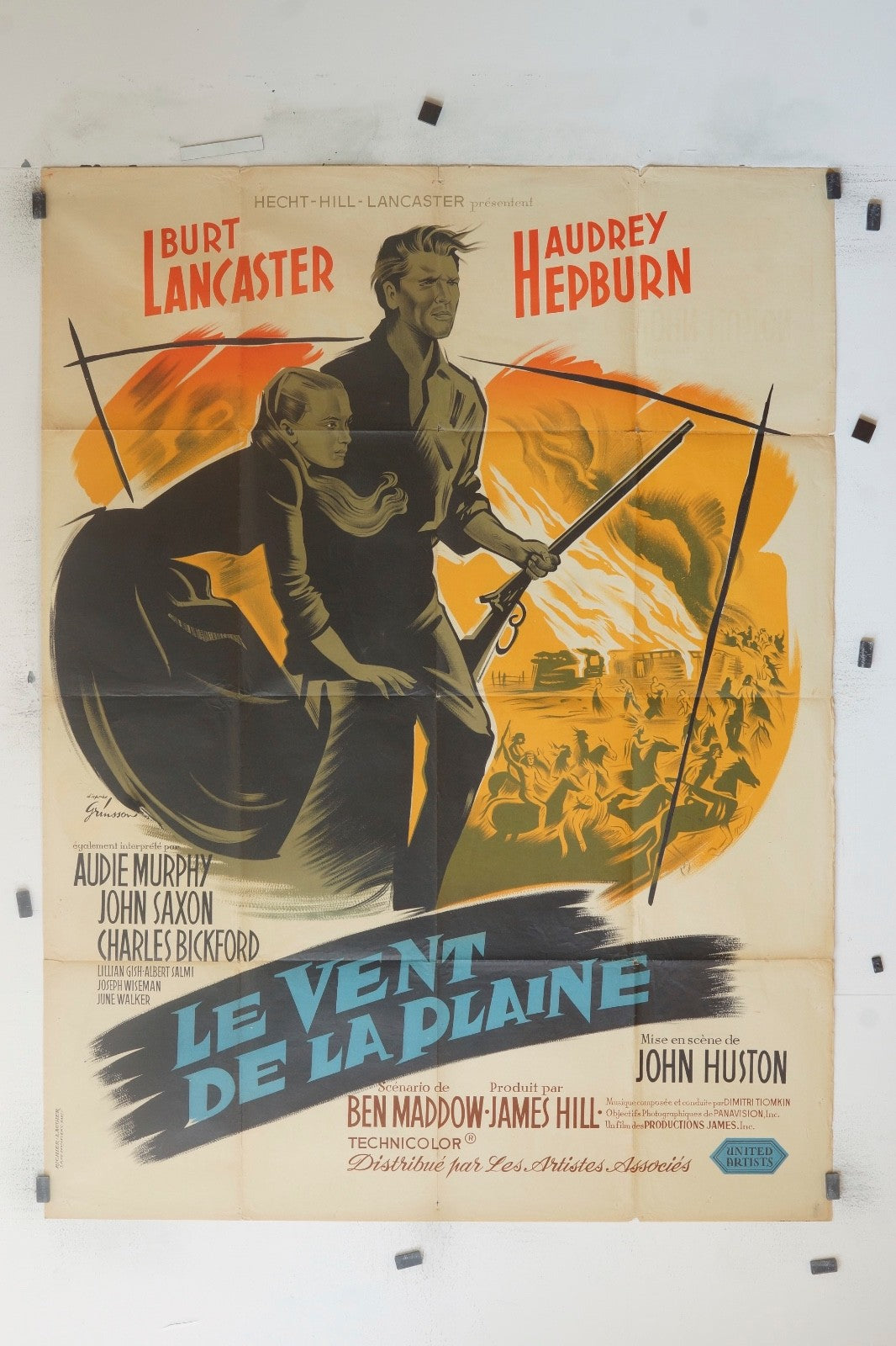 LE VENT DE LA PLAINE DE BURT LANCASTER MOVIE POSTER ORIGINAL 120x160