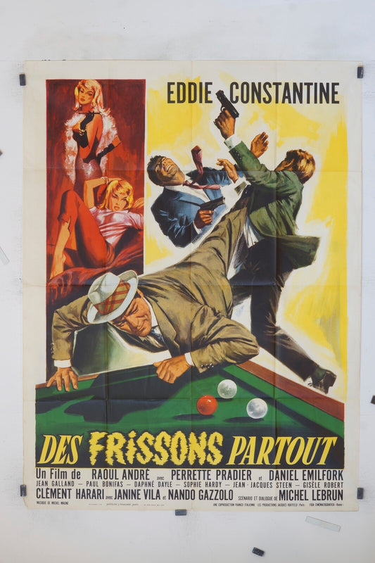 DES FRISSONS PARTOUT EDDIE CONSTANTINE MOVIE POSTER ORIGINAL 120x160