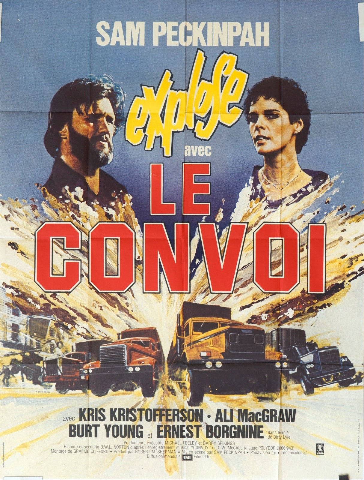 EXPLOSE LE CONVOI SAM PECKINPAH ORIGINAL POSTER ORIGINAL 120x160