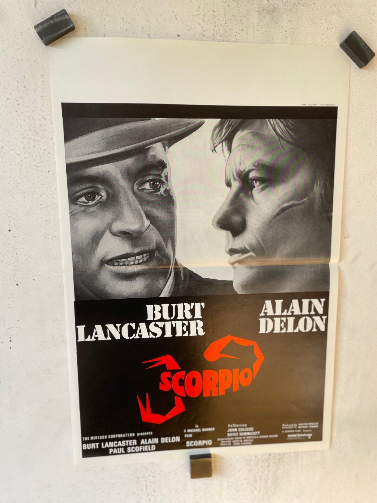 SCORPIO, BELGIAN MOVIE POSTER 36x55 BURT LANCASTER, ALAIN DELON