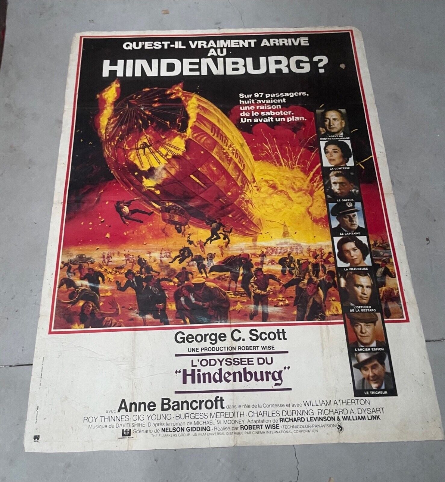 L’ODYSSÉE DU HINDENBURG MOVIE POSTER ORIGINAL 120x160 GEORGE C.SCOTT