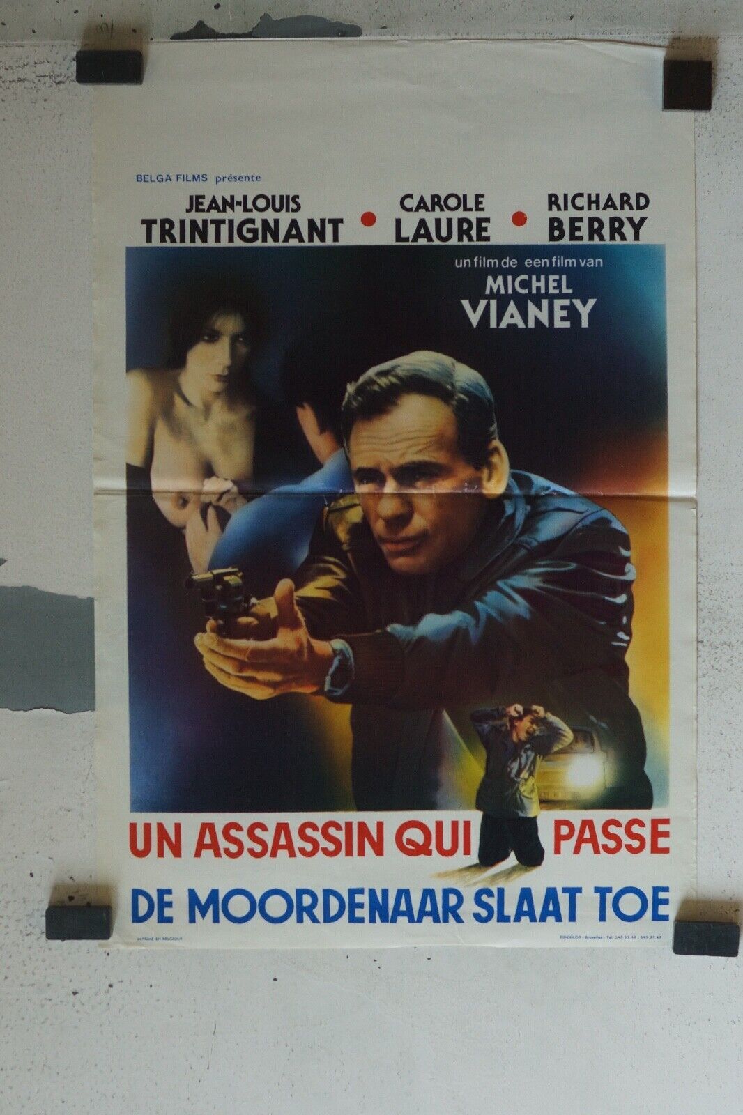 UN ASSASSIN QUI PASSE MOVIE POSTER ORIGINAL (55X37) JEAN-LOUIS TRINTIGNANT