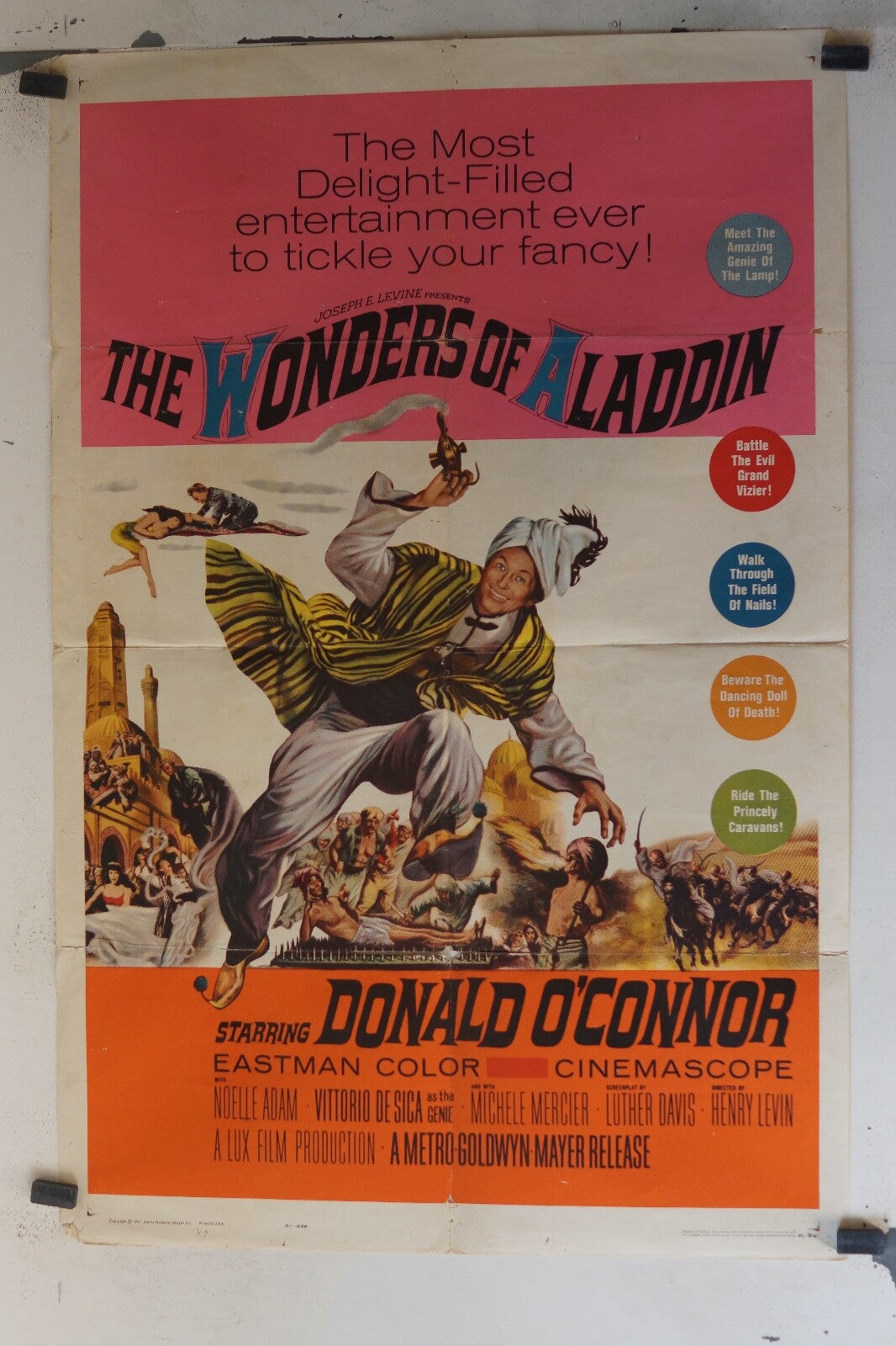 THE WONDERS OF ALADDIN (1961)ORIGINAL MOVIE POSTER 70x100 NOELLE ADAM, VITTORIO