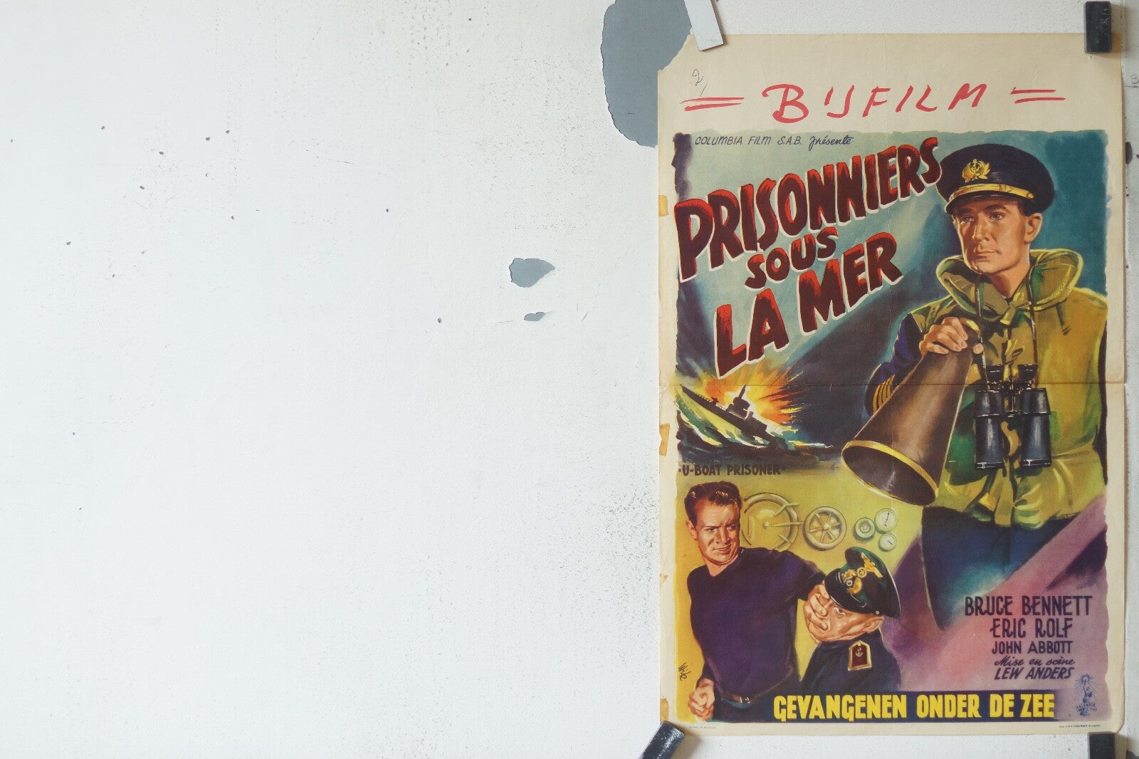 PRISONNIERS SOUS LA MER MOVIE POSTER ORIGINAL 55x36 Bruce Bennett , Eric Rolf