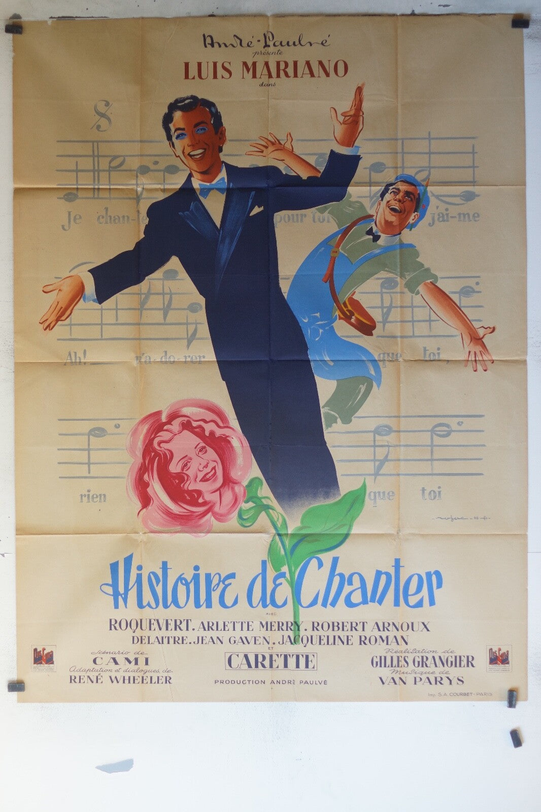 HISTOIRE DE CHANTER MOVIE POSTER ORIGINAL 120x160 Luis Mariano , Arlette Merry