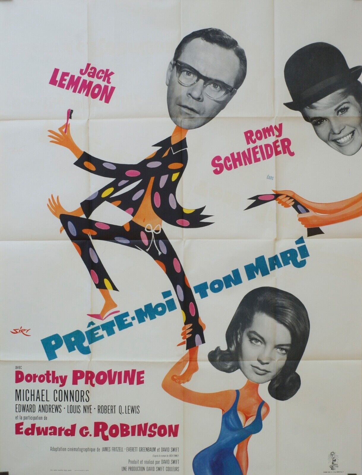 PRÊTE-MOI TON MARI POSTER ORIGINAL 120x160 JACK LEMMON