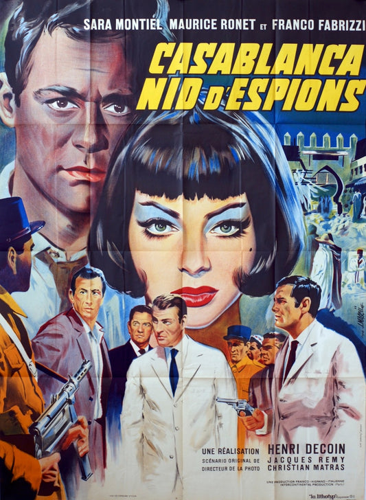 CASABLANCA NID D’ESPIONS SARA MONTIEL ORIGINAL MOVIE POSTER 120x160