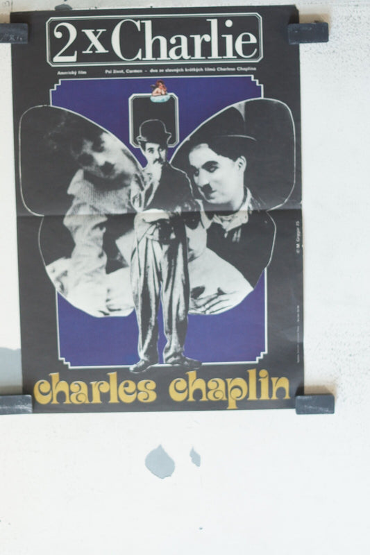 2X CHARLIE MOVIE POSTER ORIGINAL 40x29 Charlie chaplin 