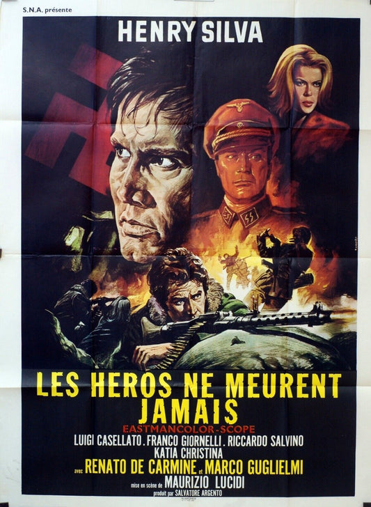 LES HÉROS NE MEURENT JAMAIS POSTER ORIGINAL 120x160 HENRY SILVA