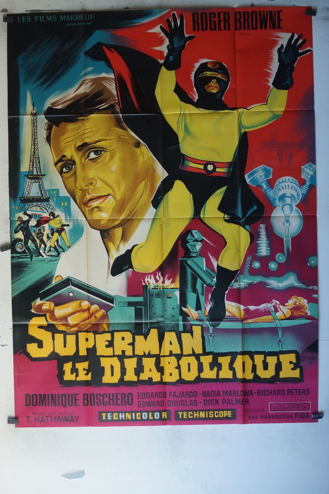 SUPERMAN LE DIABOLIQUE movie poster ORIGINAL 120x160 Roger Browne, Dominique