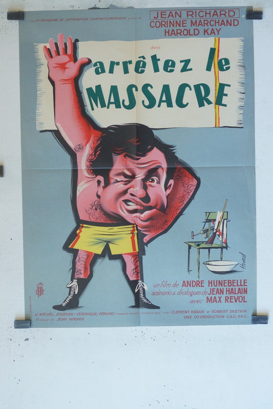 ARRÊTEZ LE MASSACRE MOVIE POSTER ORIGINAL (60X80) JEAN RICHARD CORINNE MARCHAND