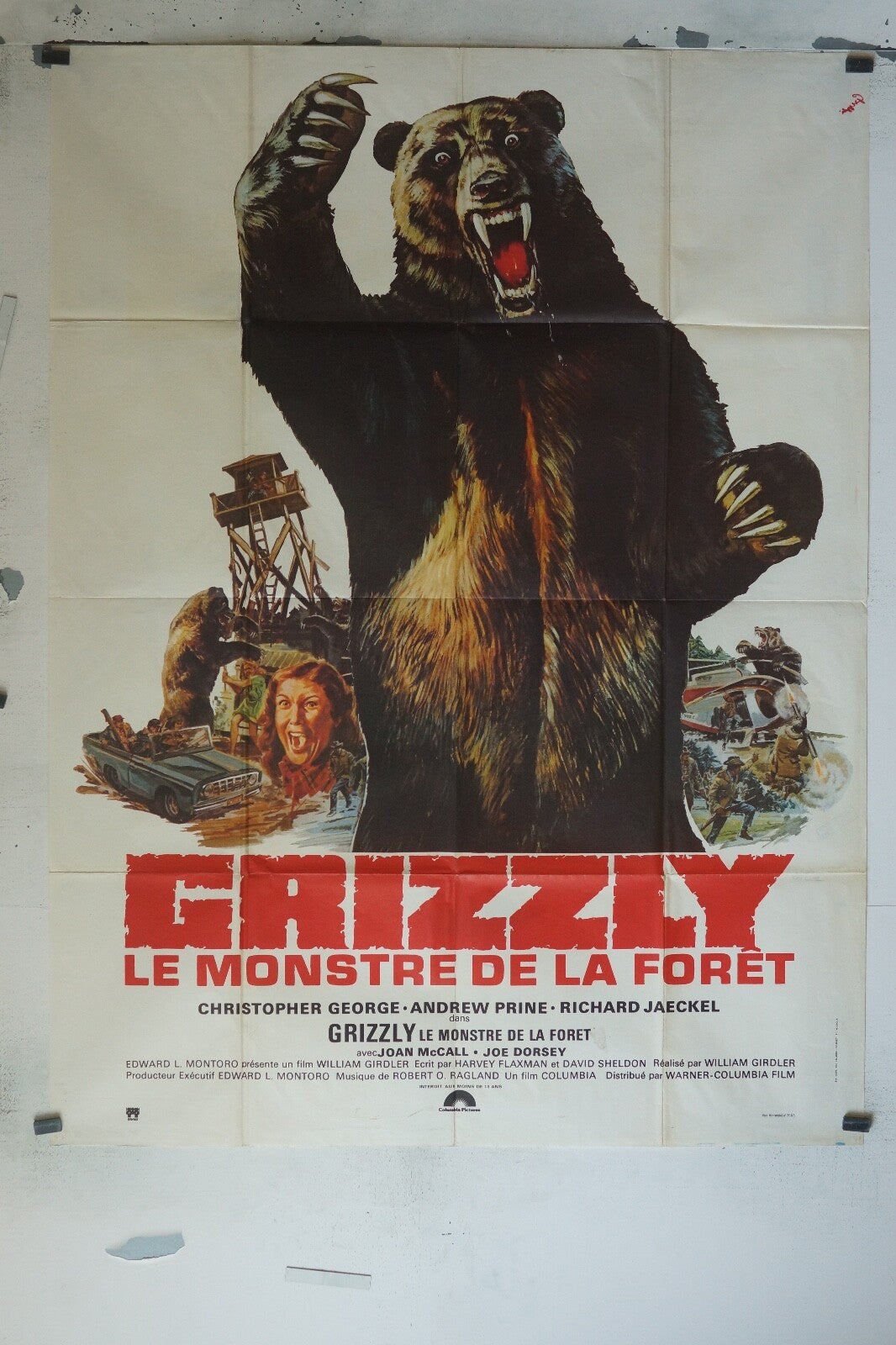 GRIZZLY LE MONSTRE DE LA FORÊT MOVIE POSTER ORIGINAL 120x160 CHRISTOPHER GEORGE