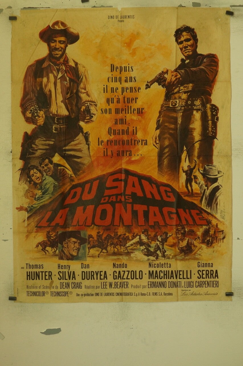 DU SANG DANS LA MONTAGNE 120X160 THOMAS HUNTER – HENRY SILVA ORIGINAL POSTER