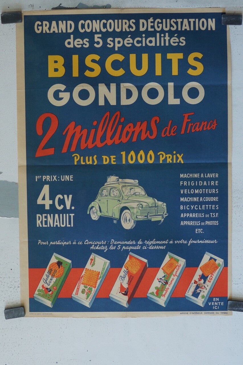 BISCUITS GONDOLA, ADVERTISING POSTER ORIGINAL VINTAGE (50X70)