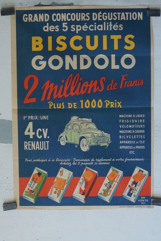 BISCUITS GONDOLA, ADVERTISING POSTER ORIGINAL VINTAGE (50X70)