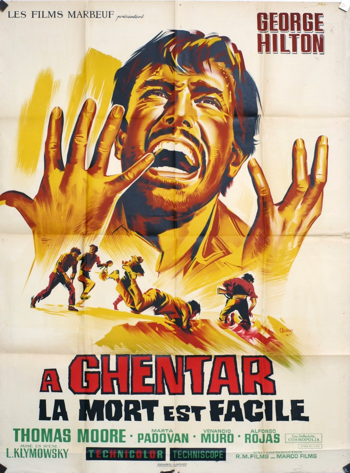 A GHENTAR LA MORT EST FACILE GEORGE HILTON POSTER ORIGINAL120x160