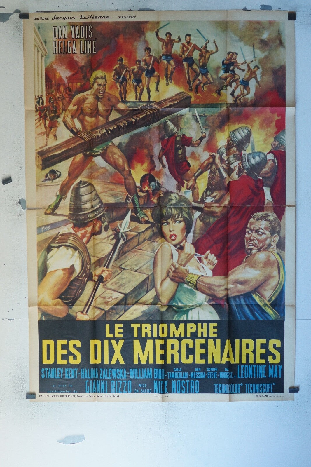 LE TRIOMPHE DES DIX MERCENAIRES POSTER ORIGINAL 120x160 DAN VADIS