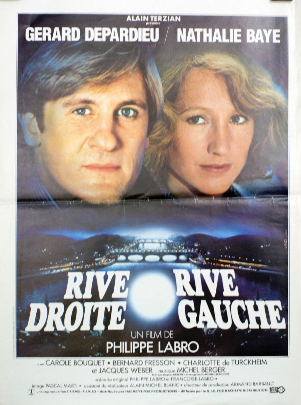 RIVE DROITE RIVE GAUCHE POSTER ORIGINAL (40 X60) Philippe LABRO, DEPARDIEU