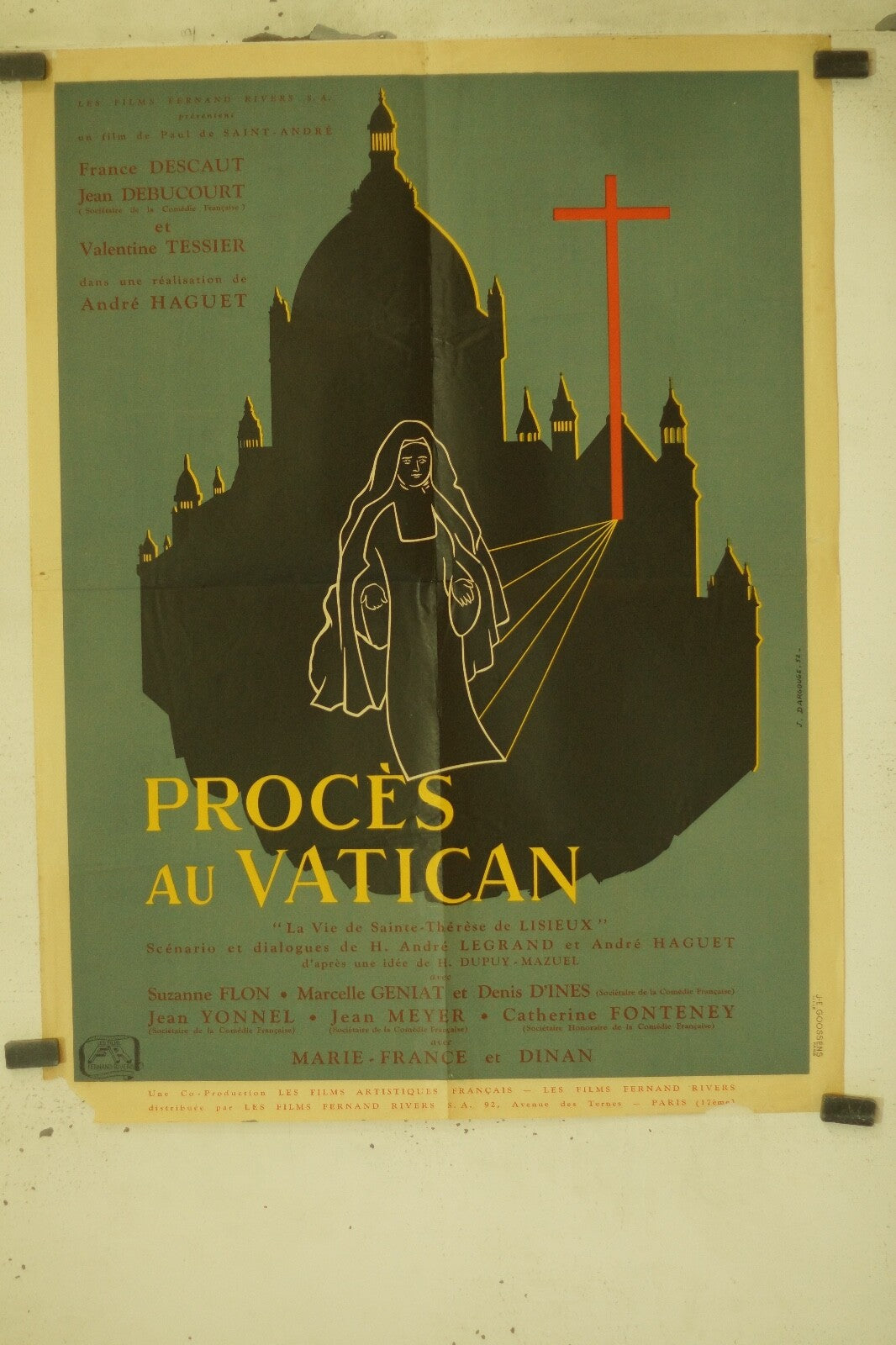 PROCÈS AU VATICAN MOVIE POSTER ORIGINAL (60X80) France DESCAUT – JEAN DEBUCOURT
