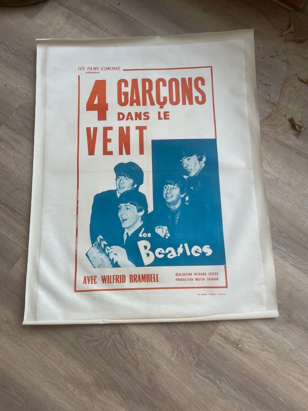 Les BEATLES « QUATRE GARÇONS DAN LE VENT ORIGINAL MOVIE POSTER (60X80)