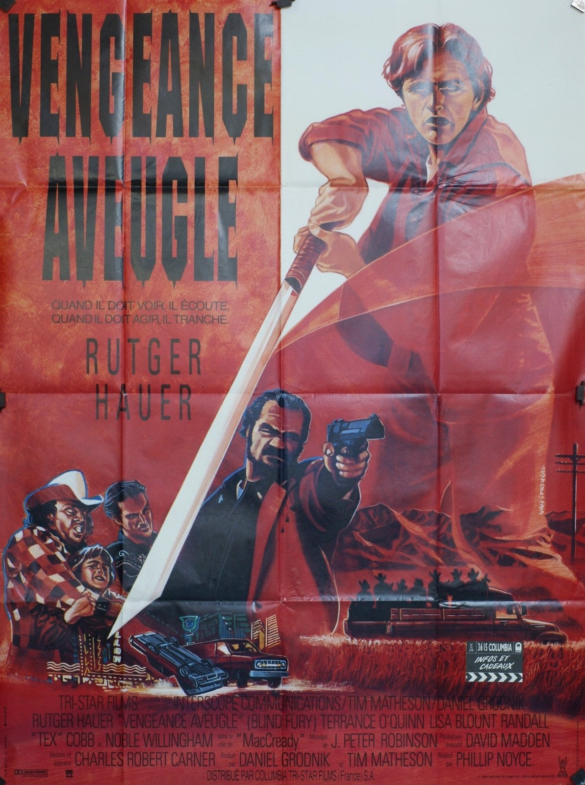 VENGEANCE AVEUGLE RUTGER HAUER MONDE MOVIE POSTER ORIGINAL 120x160