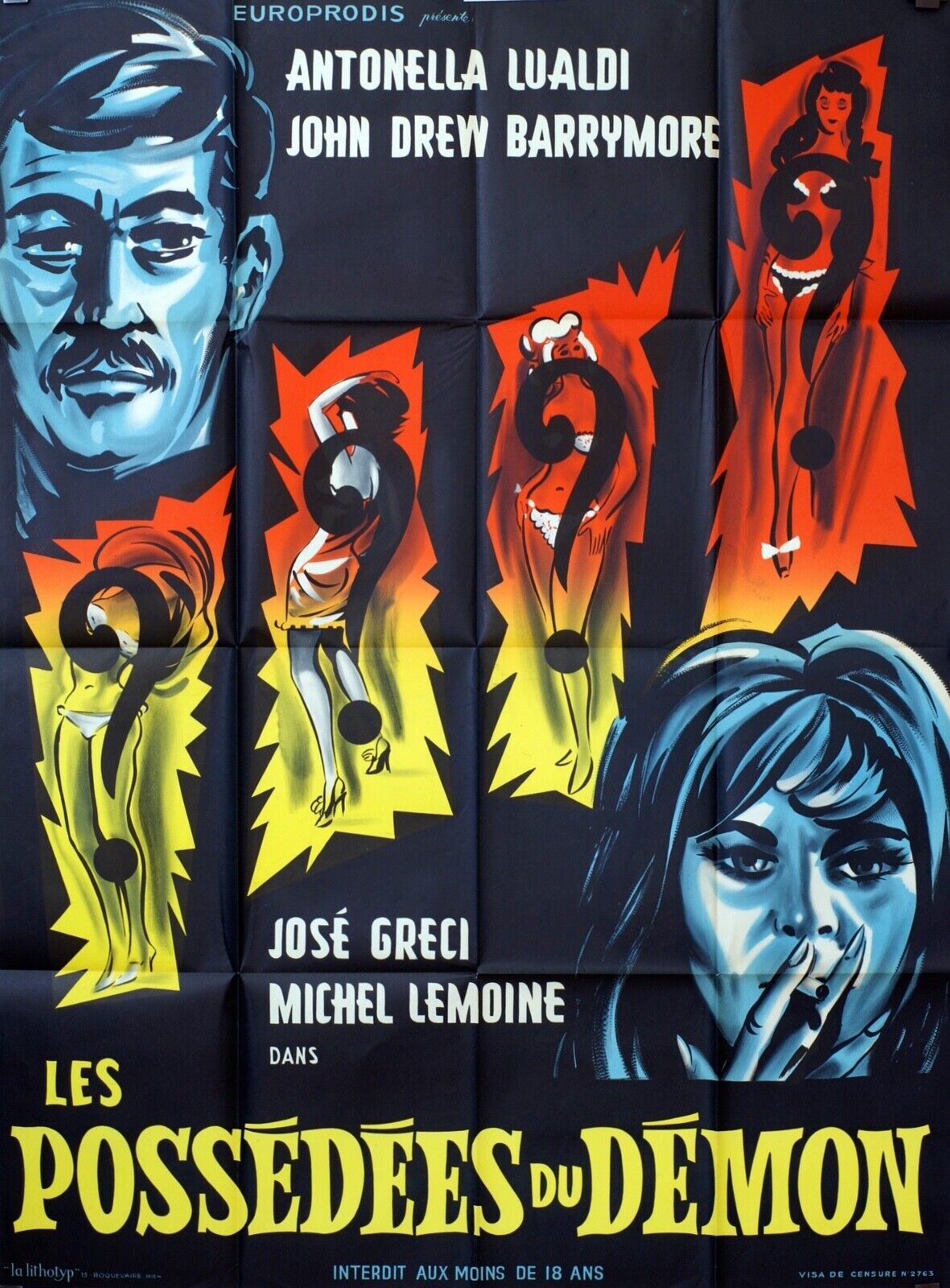 LES POSSÉDÉES DU DÉMON MOVIE POSTER ORIGINAL  (120X160) JOSÉ GRECI