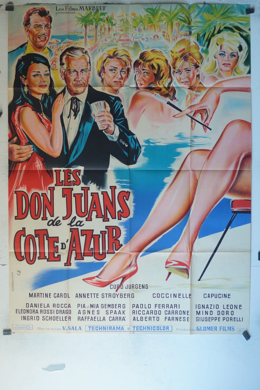 LES DONS JUANS DE LA COTE D’AZUR (1962) ORIGINAL MOVIE POSTER 120x160 MARTINE