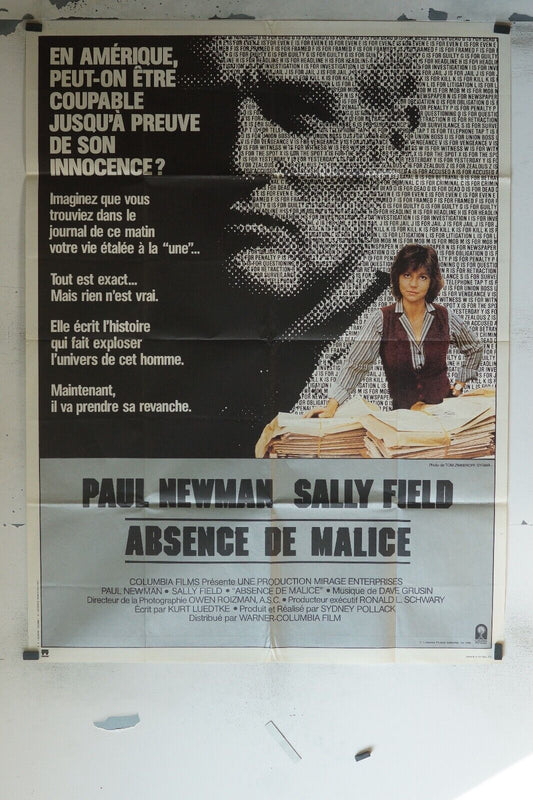 ABSENCE DE MALICE MOVIE POSTER ORIGINAL 120x160 PAUL NEWMAN