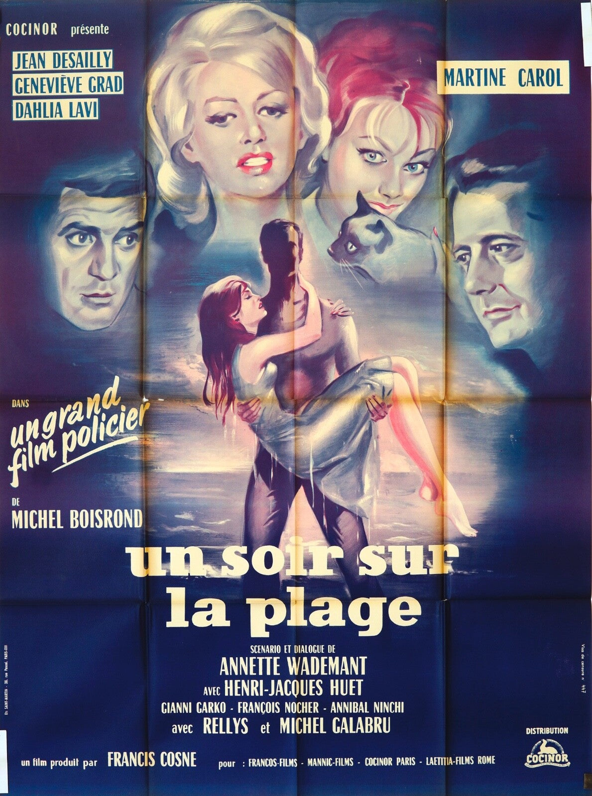 UN SOIR À LA PLAGE MOVIE POSTER ORIGINAL 120x160 JEAN DESAILLY