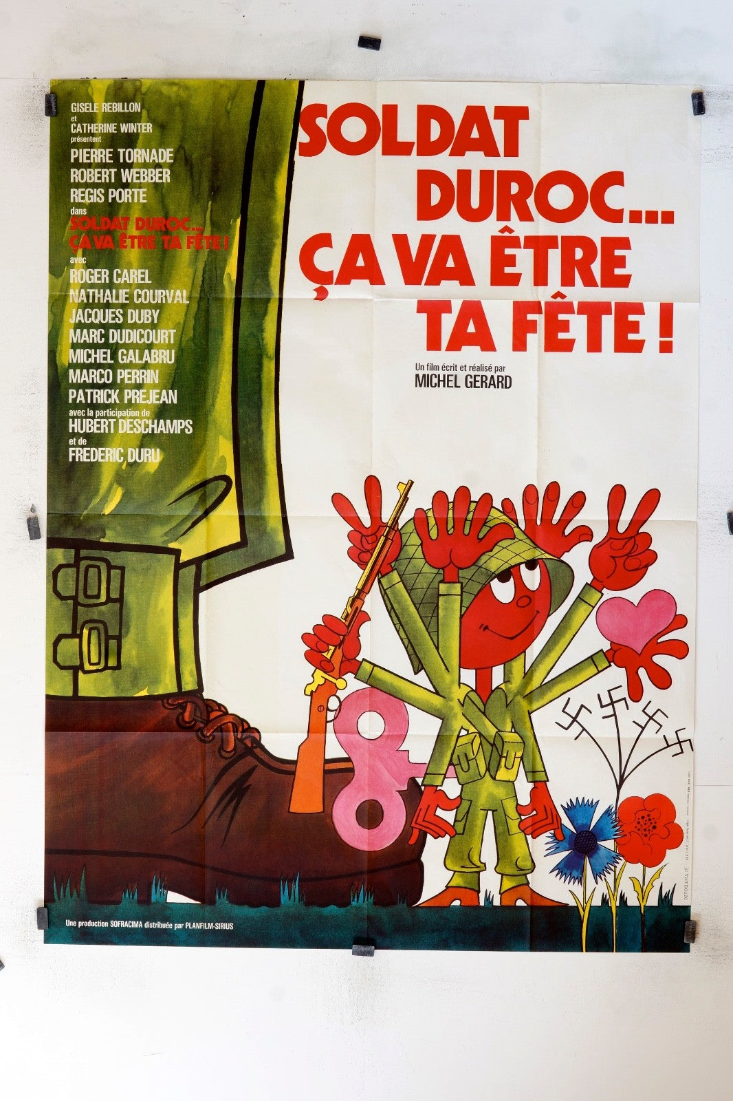 SOLDAT DUROC…CA VA ÊTRE TA FÊTE ! ROGER CAREL MOVIE POSTER ORIGINAL 120X160