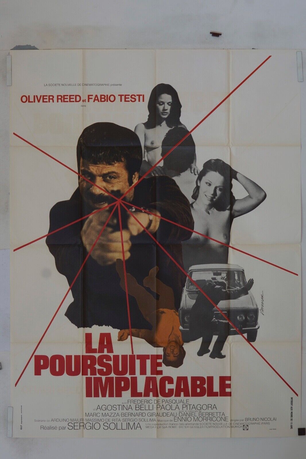 LA POURSUITE IMPLACABLE MOVIE POSTER ORIGINAL 120x160 OLIVIER REED