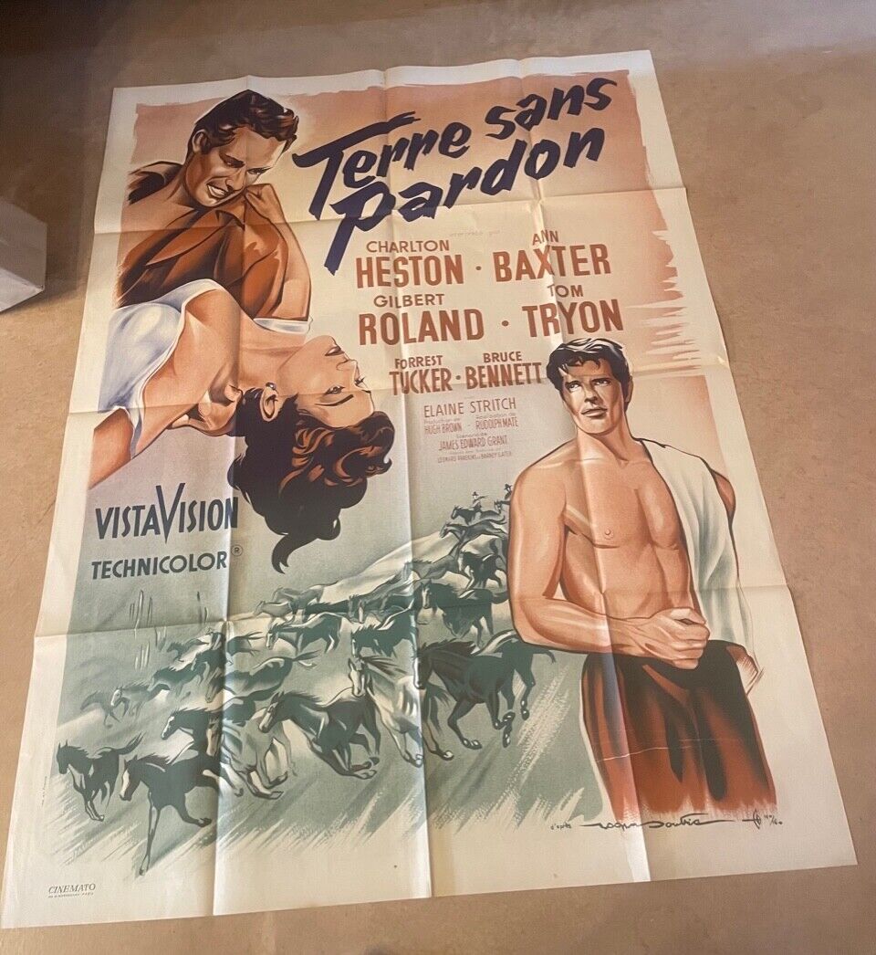 TERRE SANS PARDON ORIGINAL 120x160 CHARLTON HESTON