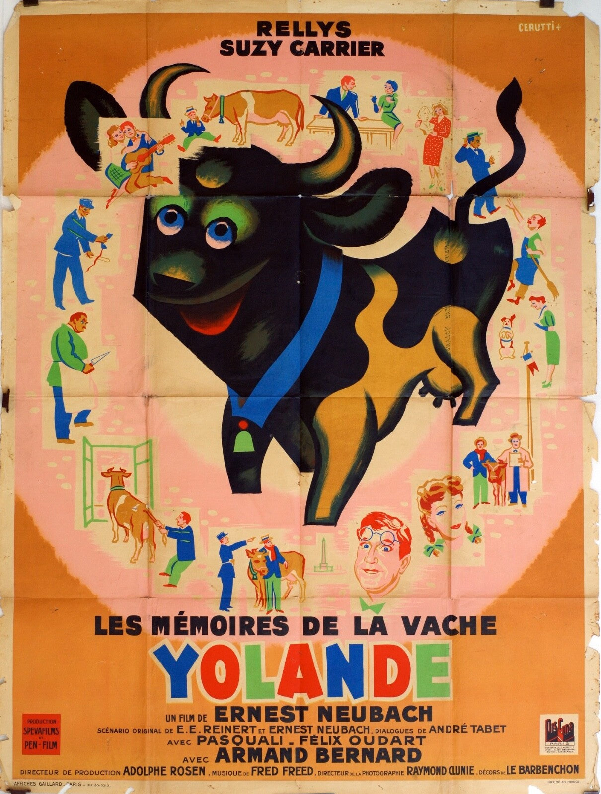 LES MÉMOIRES DE LA VACHE YOLANDE ORIGINAL MOVIE POSTER 120x160 PASQUALI