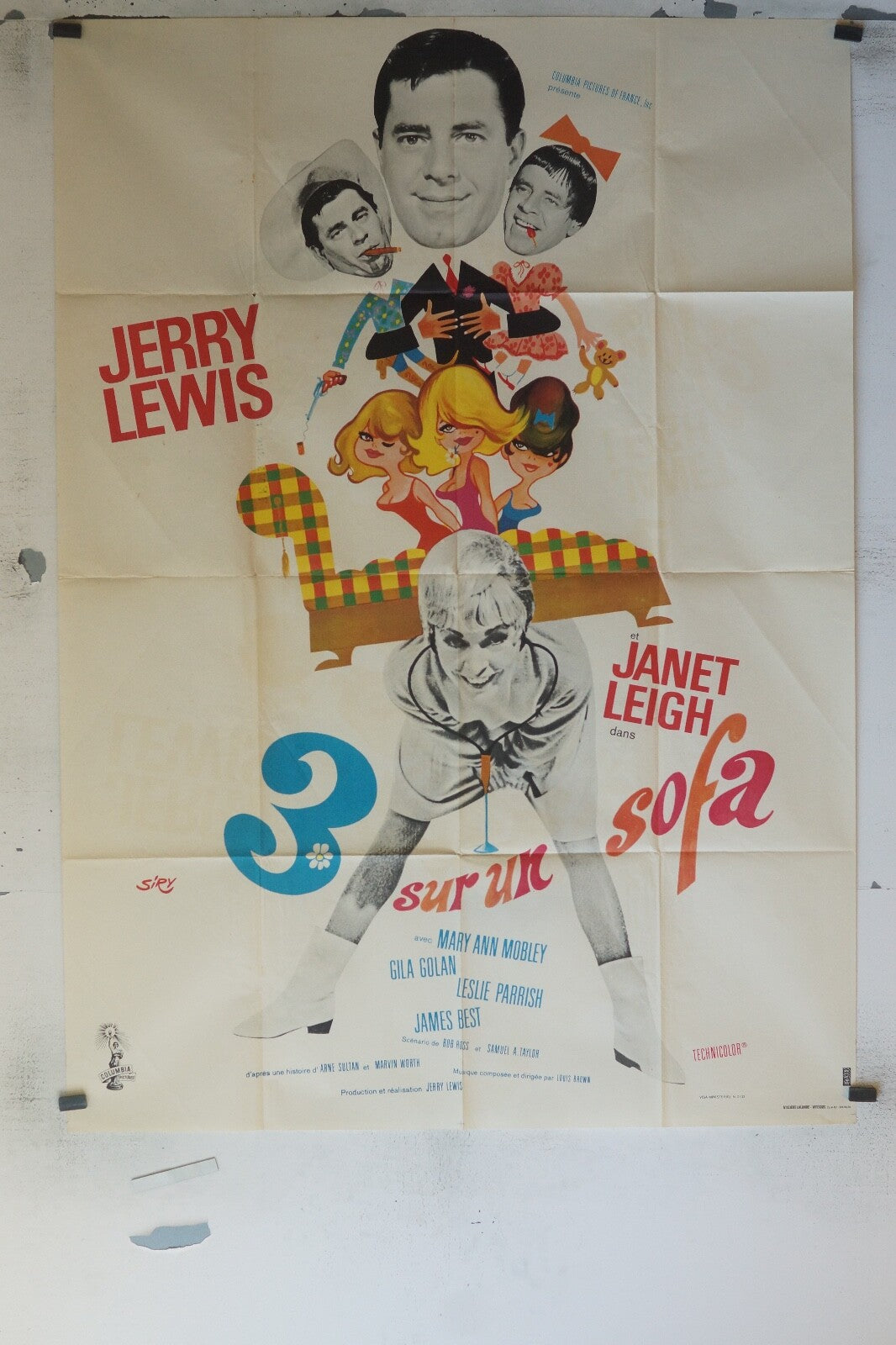 3 SUR UN SOFA MOVIE POSTER ORIGINAL 120x160 JERRY LEWIS