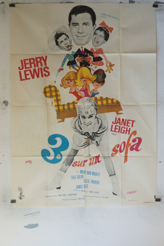 3 SUR UN SOFA MOVIE POSTER ORIGINAL 120x160 JERRY LEWIS