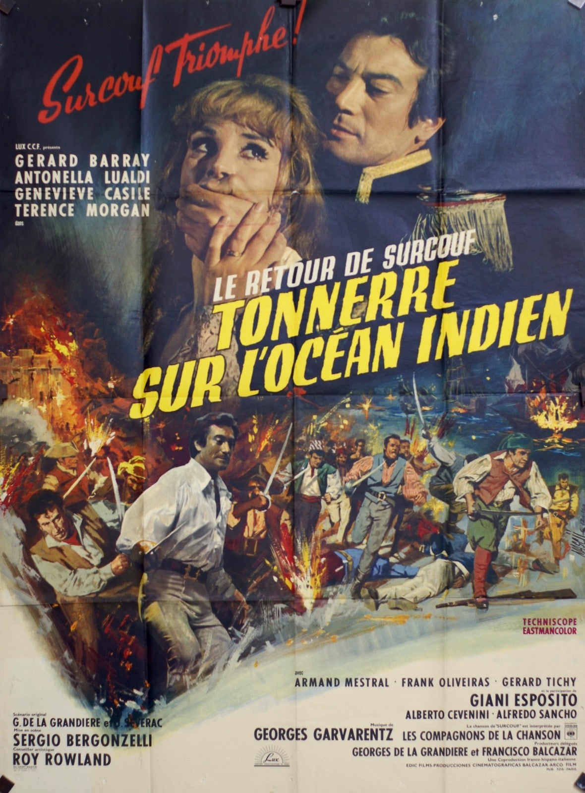 TONNERRE SUR L’OCÉAN INDIEN ARMAND MESRAL MOVIE POSTER ORIGINAL 120x160