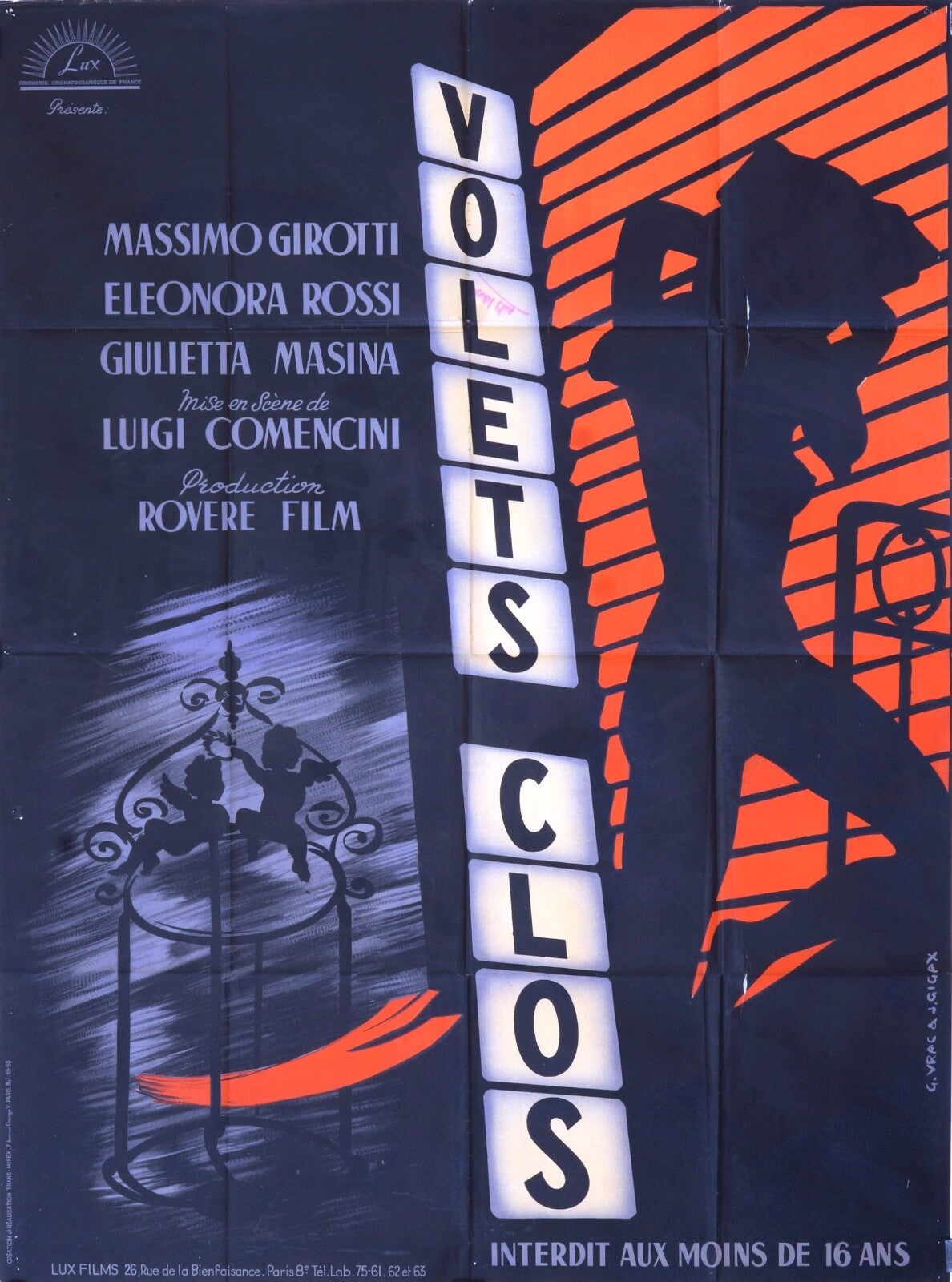 VOLETS CLOS MOVIE POSTER ORIGINAL 120x160  MASSIMO GIROTTI
