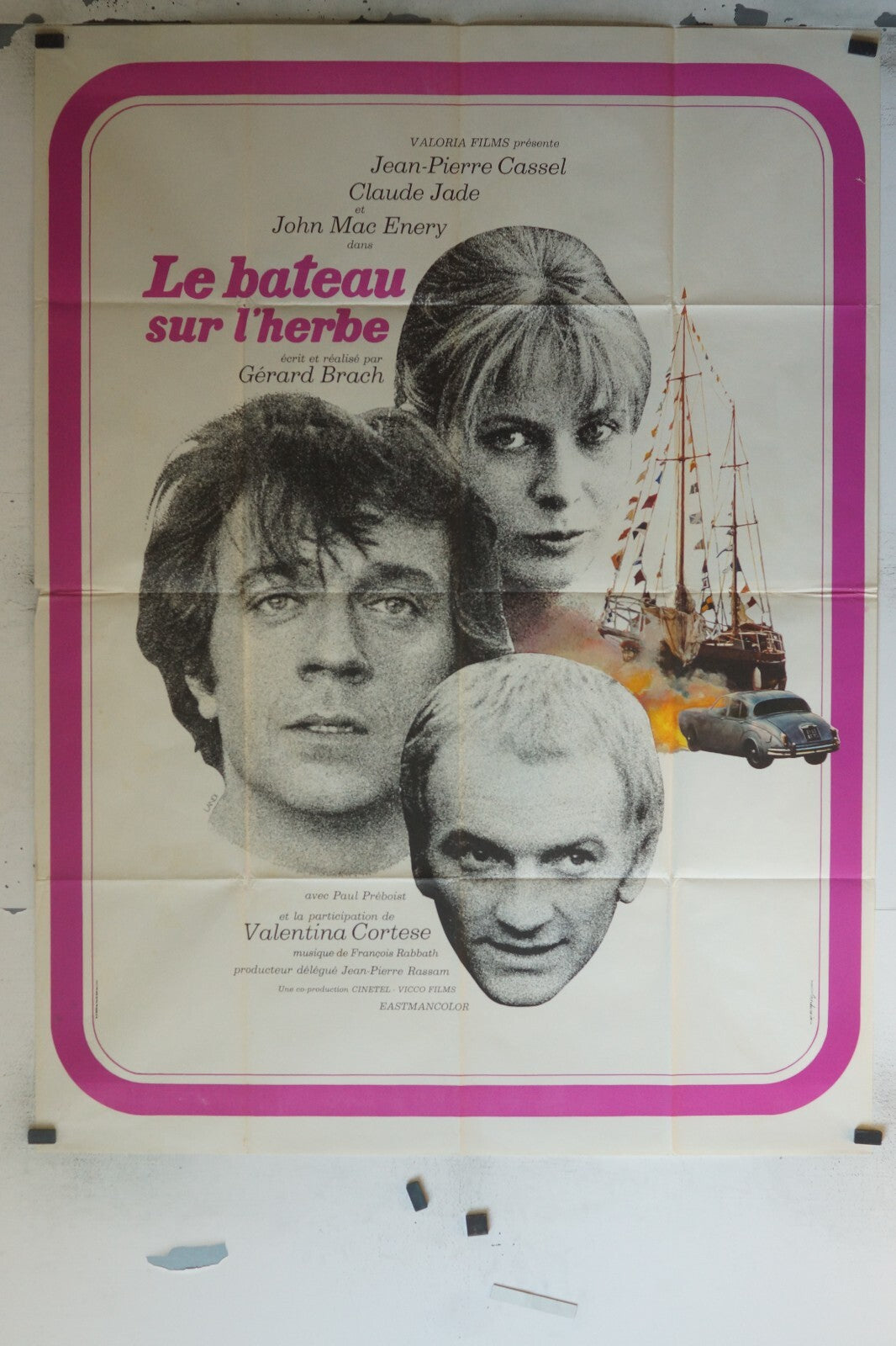 LE BATEAU SUR L’HERBE ORIGINAL MOVIE POSTER 120X160 JEAN-PIERRE CASSEL