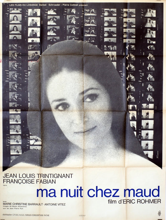MA NUIT CHEZ MAUD JEAN-LOUIS TRINTIGNANT MOVIE POSTER ORIGINAL 120x160