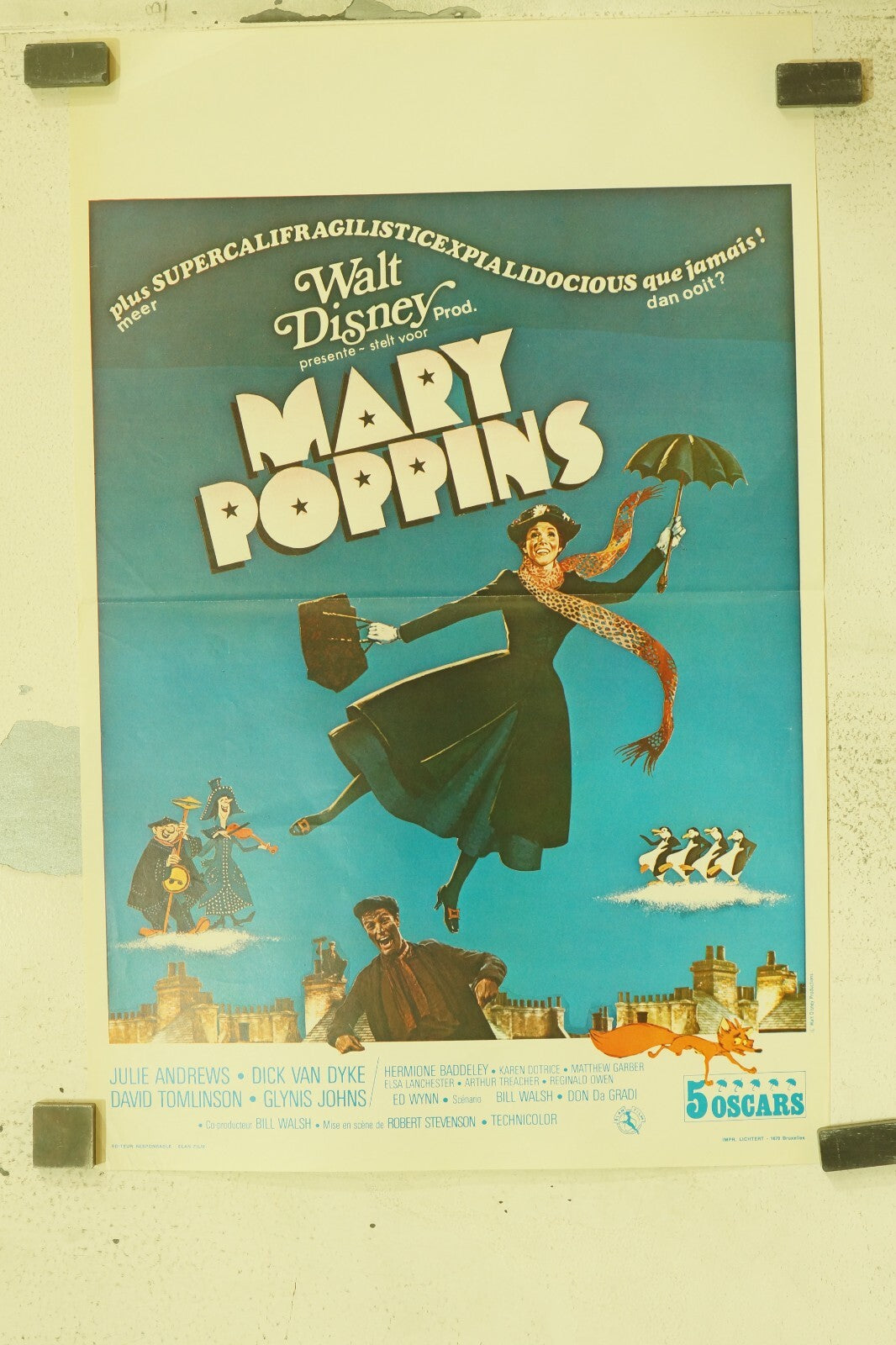 MARY POPPINS movie poster ORIGINAL (54X35), WALT DISNEY.