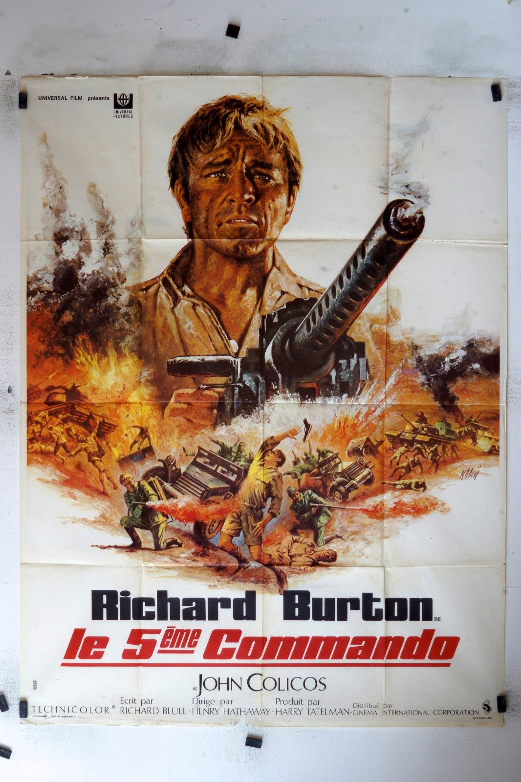 LE 5 EME COMMANDO  RICHARD BURTON MOVIE POSTER ORIGINAL 120x160