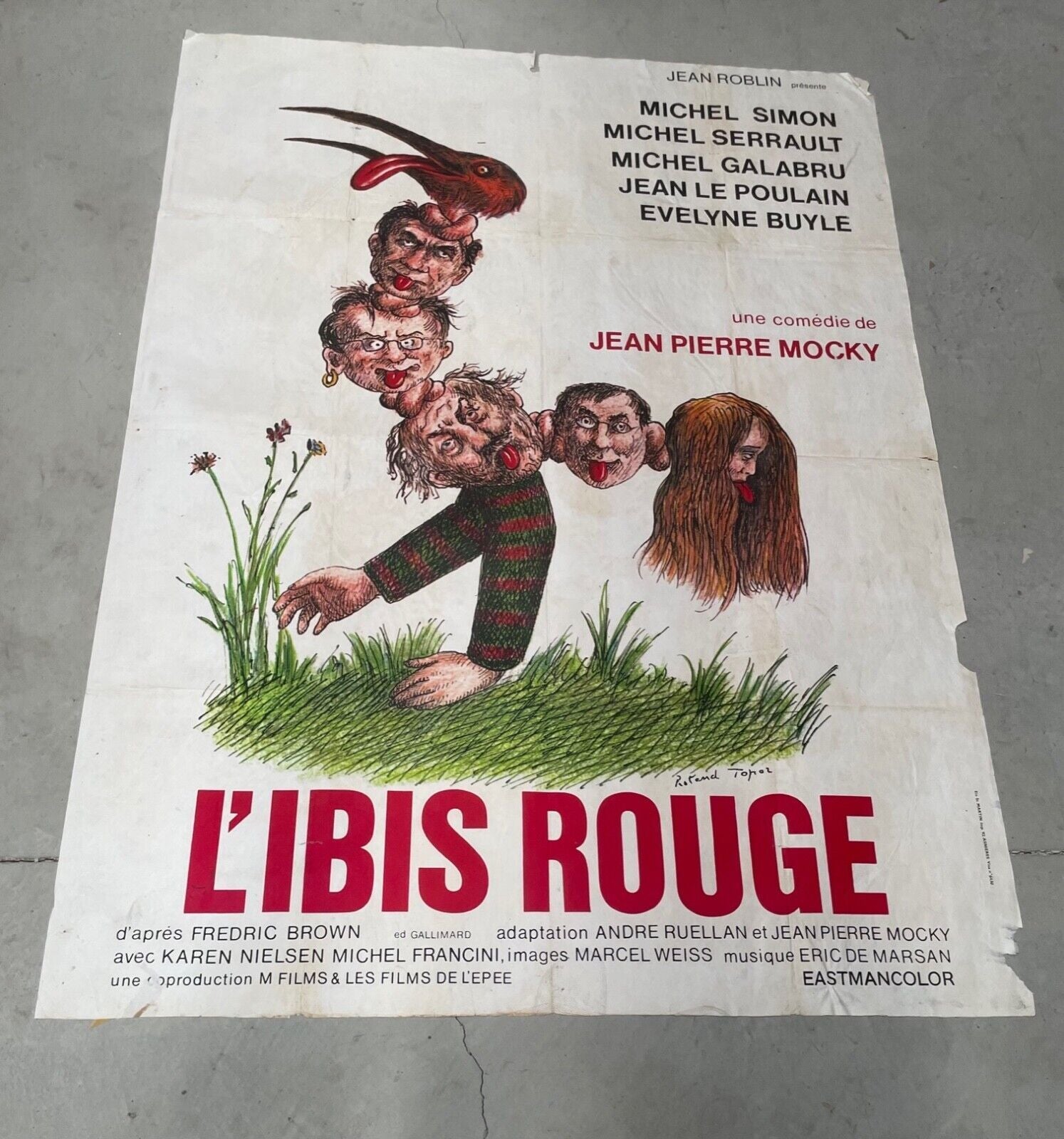L’IBIS ROUGE POSTER ORIGINAL 120x160 MICHEL SIMON
