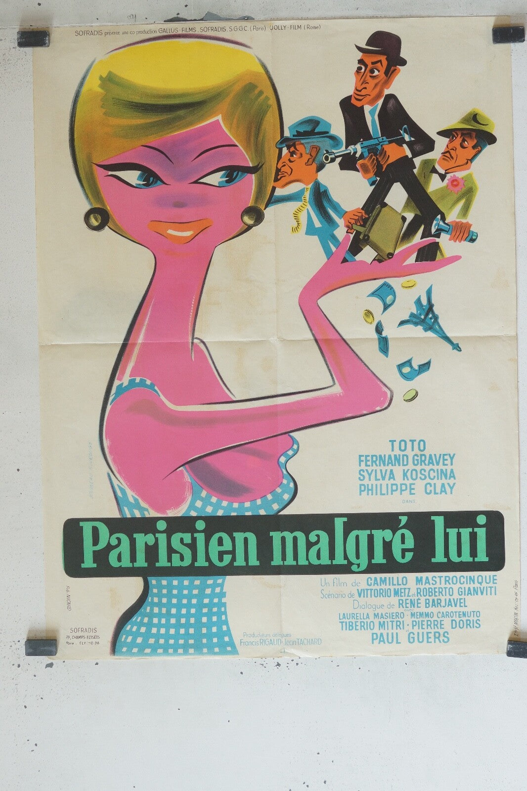 PARISIEN MALGÉ LUI MOVIE POSTER ORIGINAL (60X80) TOTO, FERNAND GRAVEY