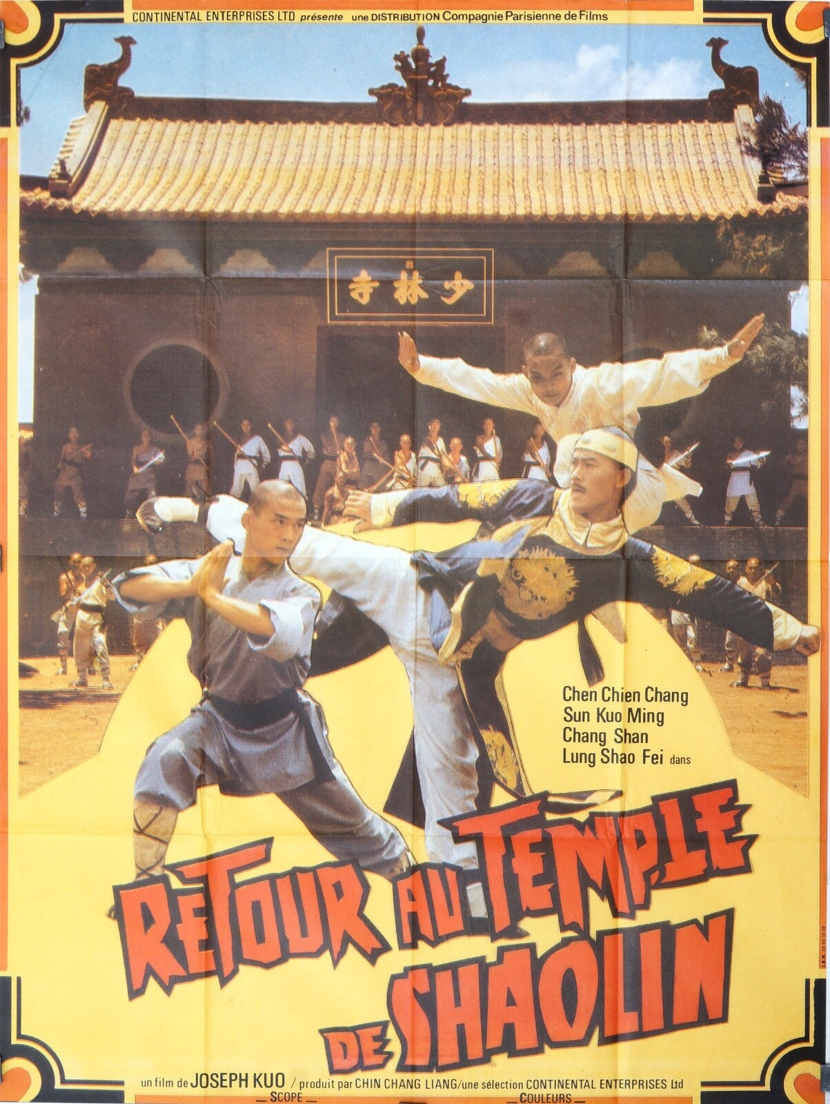 RETOUR AU TEMPLE DE SHAOLIN MOVIE ORIGINAL POSTER 120x160 CHEN CHIEN CHANG
