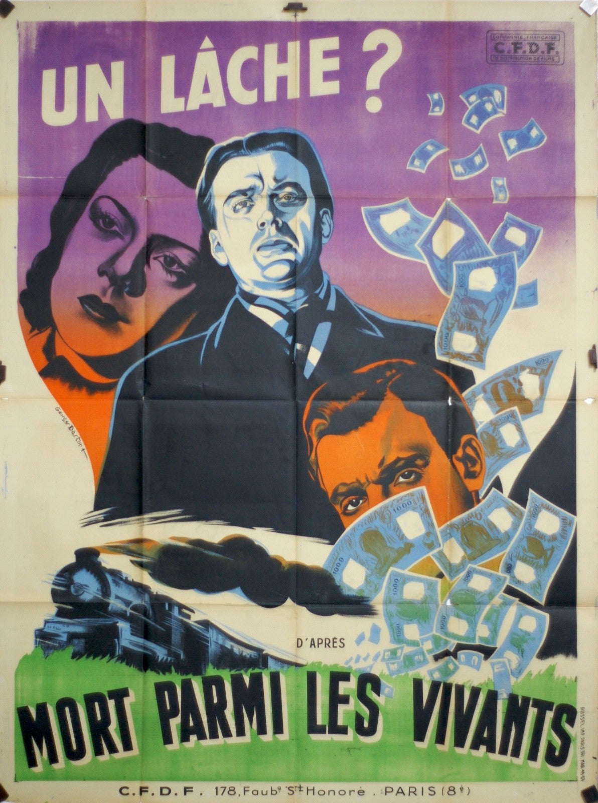 UN LÂCHE ? MORT PARMI LES VIVANTS movie poster ORIGINAL 120x160
